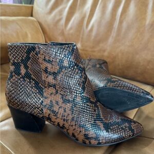 Kensie Brown and Black Snakeskin Ankle Boots